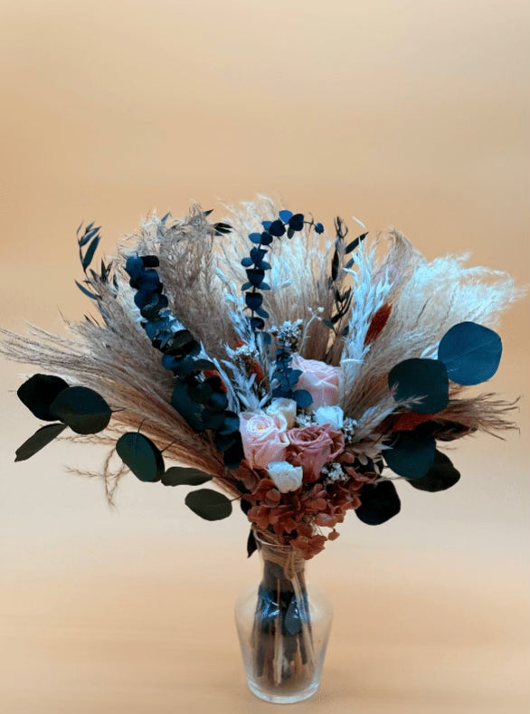 Pink and green dried wedding bouquet – Camille Bouquet by Dried Flowers UK