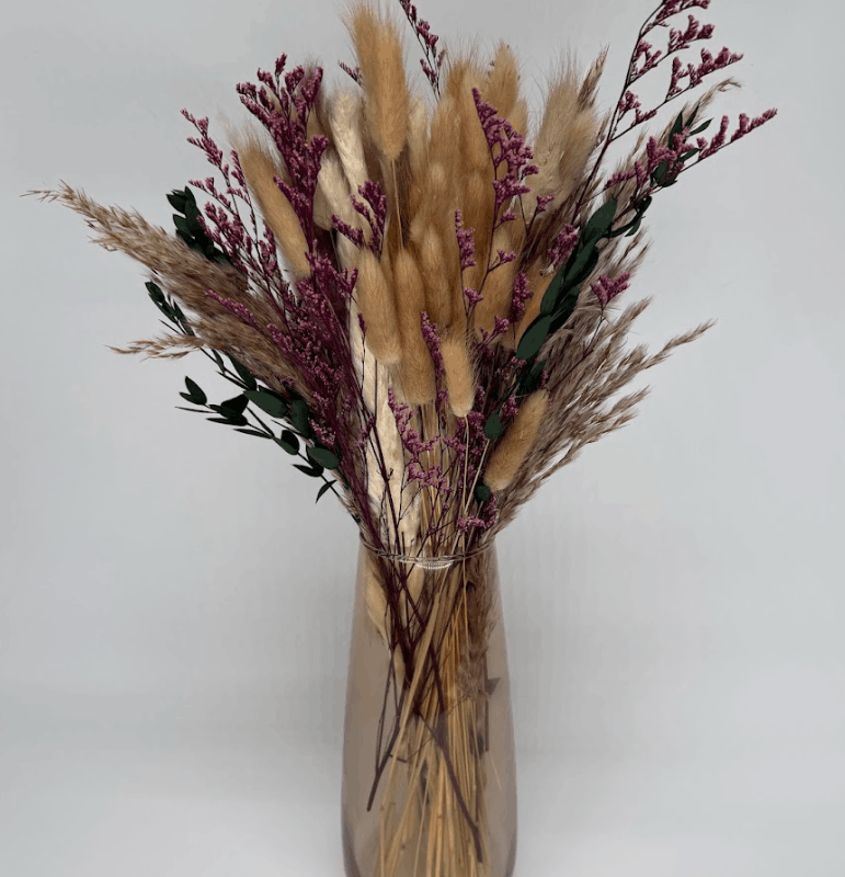 Bohodriedflowerhomedecorpampasgrasspinkstemsgreeneucalyptusdouceurdesplumes4