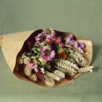 Closeup Dried Flower Arrangement Pink Purple Straw Flowers Fb30