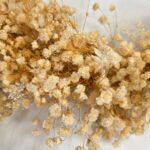 Closeup White Golden Dried Flower Wreath