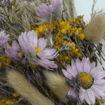 Delicate_purple_flowers_yellow_accents_dried_flower_birthday_flowers_bud_vase_