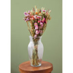 Dried Flower Bouquet Pink Purple Orange Stems In Vase Fb30