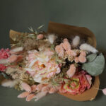 Dried And Artificial Flower Arrangement Pink And White Rose