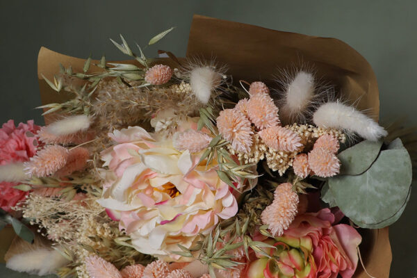 Dried And Artificial Flower Arrangement Pink And White Rose