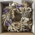Rupert Wreath - Purple and white dried wreath in box