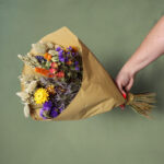 Large Bouquet Of Dried Flowers Multi Coloured Orange Yellow Purple Red Flowers Fb30
