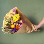 Large Bright Colourful Dried Flower Bouquet Pink Yellow Purple Green Fb30