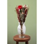Large_dried_flower_bouquet_red_rose_green_leaves_glass_vase_rb30