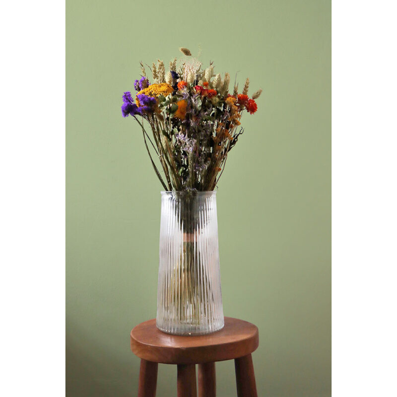 Multi Coloured Dried Flower Bouquet In Vase Purple Orange Red Flowers Cfb30