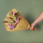 Pink Hues Dried Flower Bouquet Purple Red Green Orange Stems Fb30