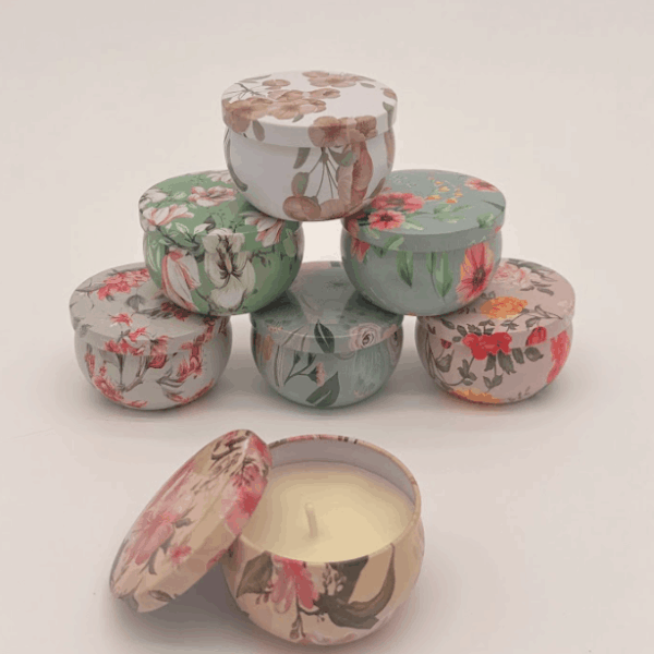 Small_pink_floral_candle_tin dried flower arrangement