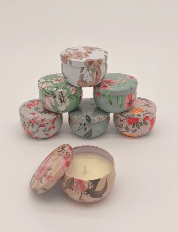 Small_pink_floral_candle_tin dried flower arrangement