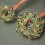 Two Sizes Dried Natural Wreaths Beige Flowers Green Leaves Wrh Nat