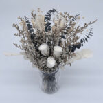 White Dried Flower Bouquet Rose Eucalyptus In Vase Dbfb002