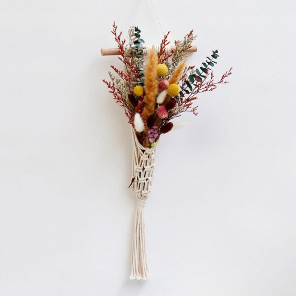 Yellow_red_pink_dried_floral_bouquet_in_macrame_hanging_basket_wmd005